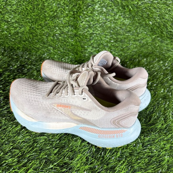 Brooks Glycerin GTS 21 Women's Running Shoes Tan Light Blue Orange Size 8.5B - Picture 5 of 9